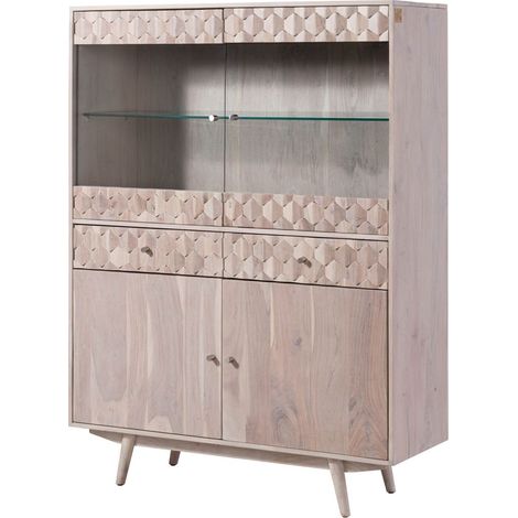 Highboard Akazie 120x42x160 weiß lackiert MOSAYK 215 (1/3)