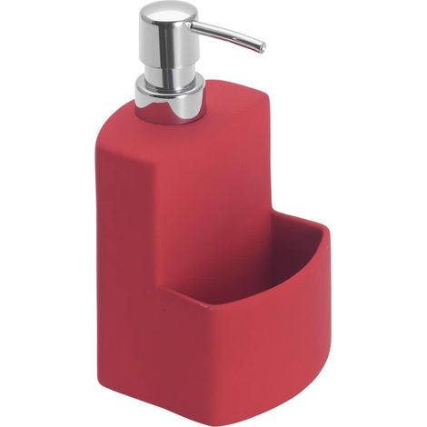 Dispensador de lavavajillas líquido, dispensador de lavavajillas líquido con soporte para esponja, Festival, rojo, capacidad de 380 ml, 10 x 18 x 10 cm