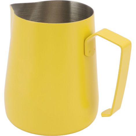 Pichet mousseur à lait 450 ml en acier inoxydable 304, jaune, idéal pour les cafés et la maison. (1/5)