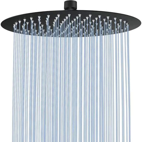 Pommeau de douche effet pluie en acier inoxydable, rond 25 cm – noir mat