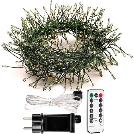 Guirlande lumineuse LED d'intérieur de 10 m avec 300 LED, guirlande lumineuse à brancher en fil de cuivre, 8 modes avec télécommande, idéale pour chambre, mariage, anniversaire,sapin de Noël. (1/5)