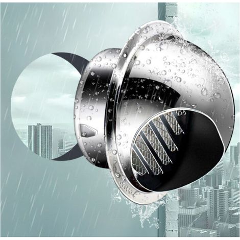 Cappa di ventilazione in acciaio inox 304 da 120 mm, antipioggia e antivento, con zanzariera, adatta per cucina e bagno, protezione della parete esterna (superficie lucida)