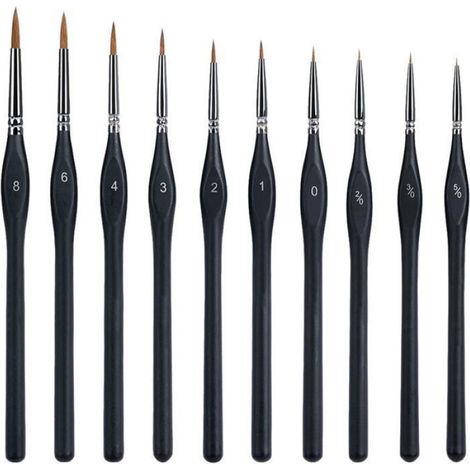 1 lot de 10 pinceaux de peinture, pinceau fin, mini pinceaux, pinceaux fins, petits pinceaux, micro pinceau, pinceau à pointe