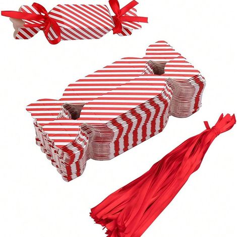 Lot de 50 boîtes cadeaux rayées – Emballages cadeaux – Fournitures pour mariages, fêtes et la Saint-Valentin (1/4)