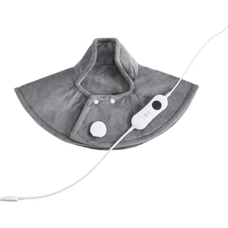 Couverture chauffant, châle, 6 réglages de température, lavable, arrêt automatique, chaud et confortable, 60x60cm, gris (1/4)