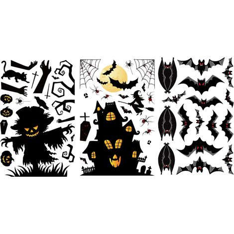 Décalcomanies Fenêtre Halloween - Imprimées Des Deux Côtés - Pour Vitre Intérieure Extérieure - 2 Feuilles - PVC Auto-adhésif (1/5)
