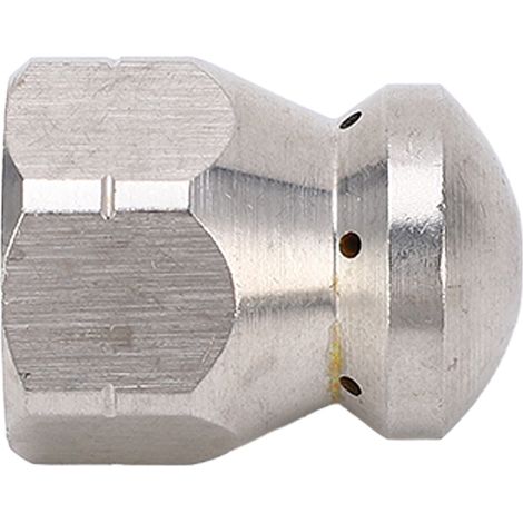 Buse de nettoyage haute pression 5000 PSI pour le débouchage de canalisations, buse de nettoyage à jet d'eau en acier inoxydable, tête ronde, 1 orifice avant et 6 orifices arrière, G3/8 po (1/5)