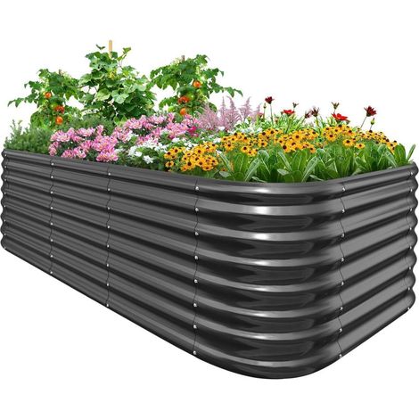 Hochbeet Metall Frühbeet ohne Boden Grau 201 x 107 x 62 cm (1/5)