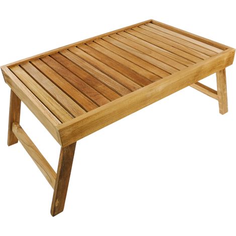 PrimeMatik - Lit plateau 55 x 35 x 5 cm pliant certifié bois de teck (1/5)