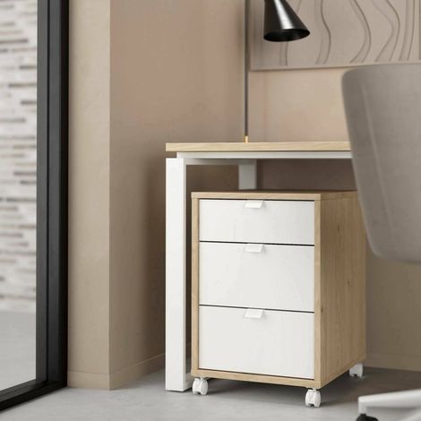 Dmora - Cajonera Agazzino, Cómoda multiusos, Cómoda de dormitorio, Gabinete con cajones, 48x41 h61 cm, Roble y Blanco (1/5)