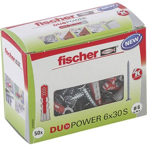 Fischer DuoPower taco de nylon 6x30 mm gris rojo 50 uds
