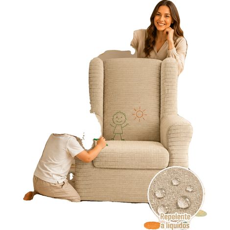 Funda para silla, impermeable, lavable a máquina, amarilla. (1/2)