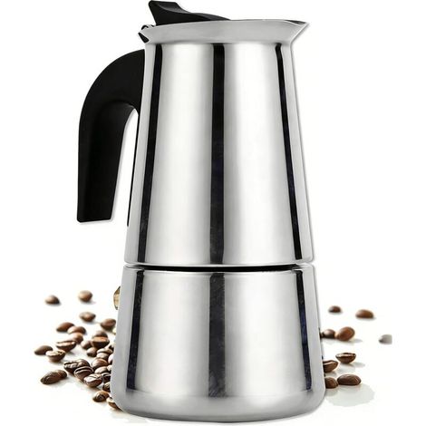 Cafetière,italienne 12 Tasses Acier inoxydable,Compatible Gaz Induction vitrocéramique,Café Intense (1/5)
