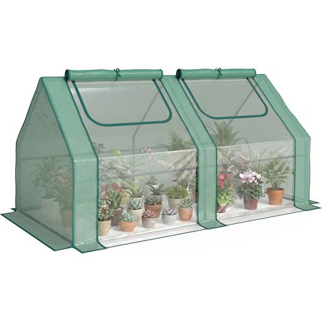 Invernadero de Exterior con Cubierta Doble Ventanas y Marco de Acero para Cultivar Plantas Flores 180x90x90 cm Verde (1/5)