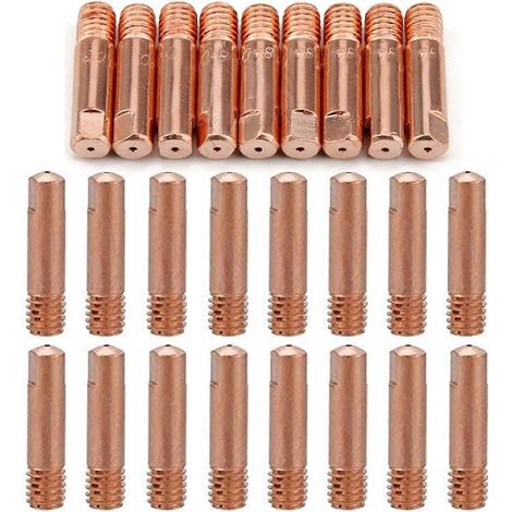 Reboot 40pcs MB15 15AK Buses à gaz Buses de contact Porte-buse 0,8/1,0 mm Consommables pour torche de soudage MIG/MAG Pointes de contact MIG Machine à souder MIG 20pc- (1/4)