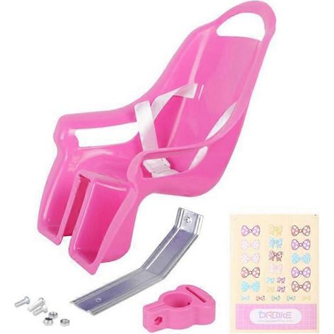 Siège de vélo universel pour poupée avec autocollants à personnaliser, rose, pour filles et enfants (1/5)