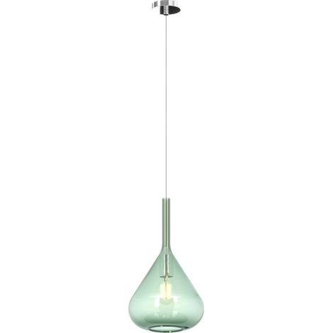 Suspension Moderne Kona 1 Lumière En Verre Vert - Culot E27 - Réglable Jusqu'À 250 Cm De Diamètre (1/2)