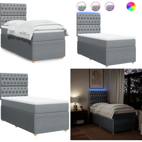 vidaXL Boxspringbett mit Matratze Hellgrau 90x200 cm Stoff (1/5)