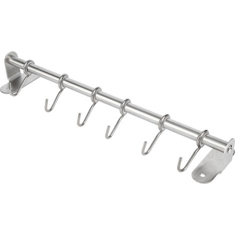 Barre de suspension murale de cuisine en acier inoxydable 304, crochet amovible, installation sans perçage, support pour couvercles de casseroles, barre simple, 40 cm (1/5)