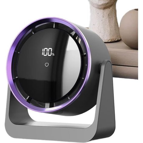 Ventilador de mesa，Ventilador de escritorio USB con pantalla LED，Ventilador de escritorio USB recargable y silencioso，1 unidad (gris) (1/5)