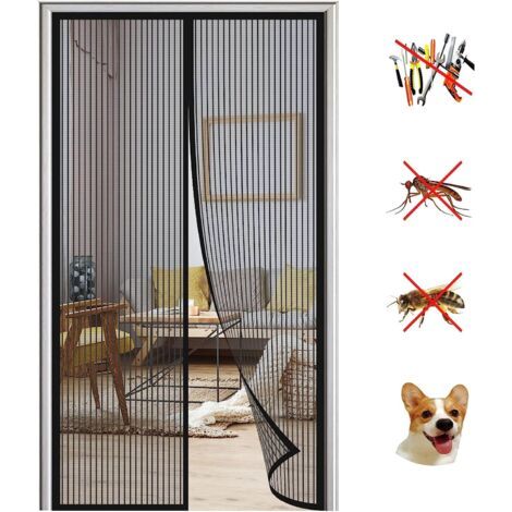 Mosquito magnético para puertas, 80 × 210 cm, mosquitero magnético con malla ultrafina, cierre magnético automático, cortinas selladas contra insectos, instalación sencilla. (1/5)