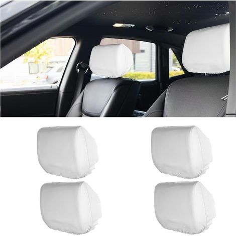 Lntyq 4 Pièces Housse D'appui-Tête De Voiture, Housse D'appui-Tête Lavable Et Anti-Poussière, Housse De Protection pour Appui-Tête Respirante, pour Véhicules(Blanc) (1/4)