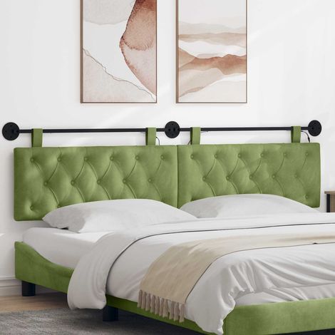 vidaXL Tête de lit suspendue Avec lumière LED Vert clair Velours (1/5)