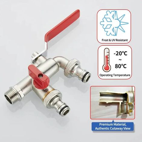 (S4) Robinet à double sortie d'eau pour jardin, outils et fournitures d'irrigation, robinet étanche pour la maison et le jardin