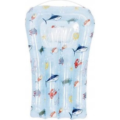 1 Matelas de plage, 72 x 47 cm, en PVC résistant à l'eau et aux UV, avec motif poissons marins multicolore, pour enfants 3-6 ans (1/2)