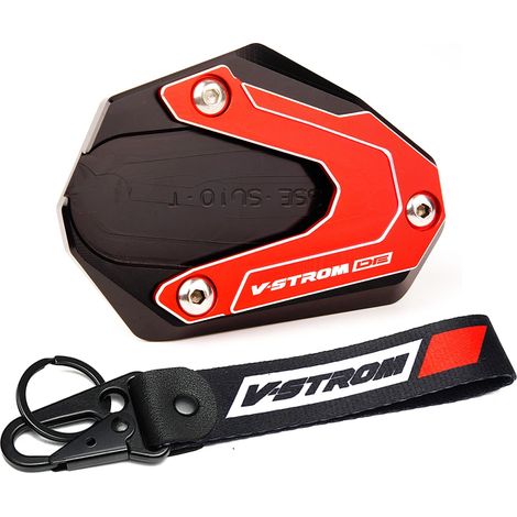 (1 jeu - Rouge) Compatible avec V-STORM 800DE 2023 VSTROM 800DE V-strom 800 de CNC Béquille latérale de moto, extension, porte-clés maxpower (1/4)