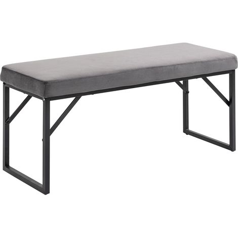 Polsterbank In Samtoptik Sitzbank, Bettbank, Schminkbank, Flurbank Für Wohnzimmer, Schlafzimmer, Dunkelgrau, 115 X 46 X 49 Cm