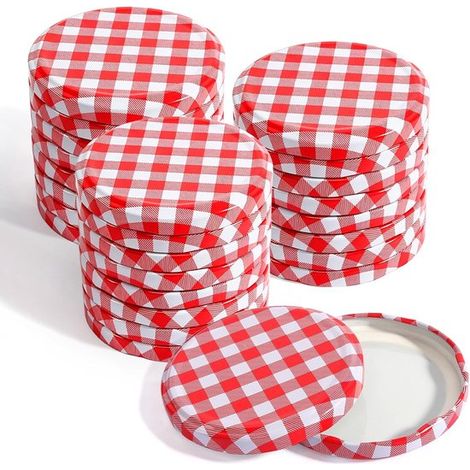 Couvercles pour pots de confiture - Lot de 50 - Couvercles à visser TO 82 (82 mm) - Couvercles à visser pour pots en verre (1/5)