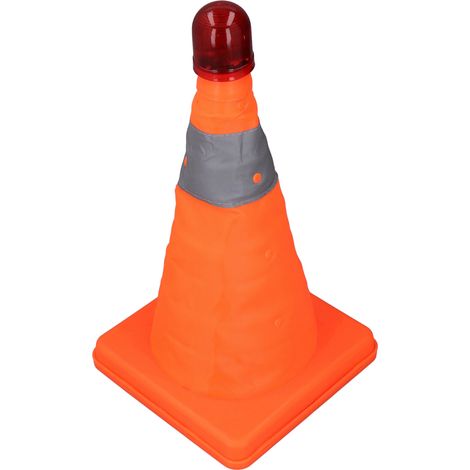 Lot de 2 cônes de circulation pliables 30 cm bandes réfléchissantes signalisation routière avec feux pour camping-cars voitures parkings orange (1/5)