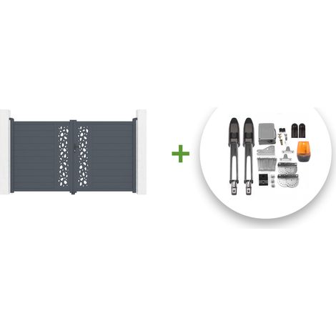Portail battant électrique SUNNY 300x180cm gris + Motorisation TANKER B700 (1/5)