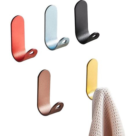 5 Wandhaken, Küchenhandtuchhaken, selbstklebende Wandhaken, starke Klebehaken aus farbiger Aluminiumlegierung, für Küche und Badezimmer (5 Farben)