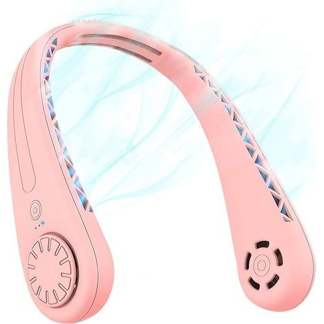 Mini-Nackenventilator, tragbar, freihändig, ohne Rotorblätter, USB-aufladbar, 3 Geschwindigkeitsstufen, leiser Ventilator für Büro, Zuhause, Reisen und Outdoor (Pink) - Fei Yu (1/5)