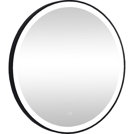 Specchio per bagno luminoso tondo con LED D. 80 cm Nero - NUMEA