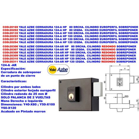 YALE AZBE 124 AR HP 120 vorstehendes linkes Hebelschloss