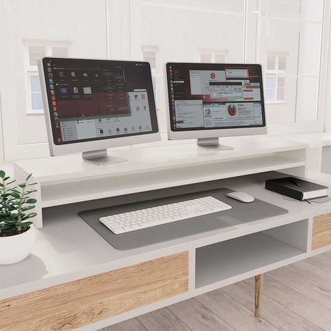Monitor Stand White 100x24x13 cm Engineered Wood vidaXL (1/5)