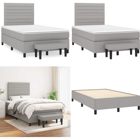 Boxspringbett mit Matratze Hellgrau 120x190 cm Stoff - Boxspringbett - Doppelbett - Schlafraum - Bettgestell - Bettauflage - Home & Living