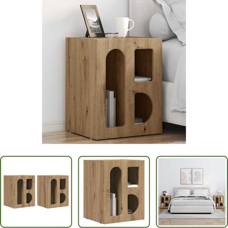 vidaXL Étagères - Table de chevet 2 pcs Chêne artisanal 40 x 35 x 50 cm (1/5)