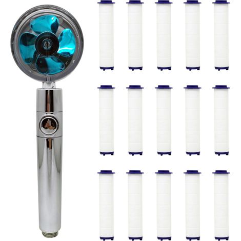 Tete De Douche Portable - Filtre En Coton PP - Jet Hydro Dynamique - Rotation 360 Degres - Interrupteur Pause Rapide - 1 Unite