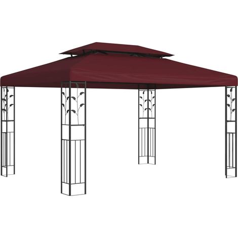 Pavillon 3,97 x 2,96 x 2,68 m Weinrot Polyester und Stahl vidaXL