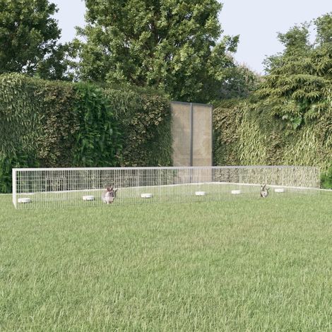 Clapier lapin Cage à Lapin Enclos 5 panneaux 541x109x54 cm Fer galvanisé 87446 (1/5)