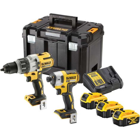 DeWALT Herramientas - Juego de taladro percutor y destornillador de impacto 18V, 3 baterías de 5,0 Ah XR, cargador DCK276P3T