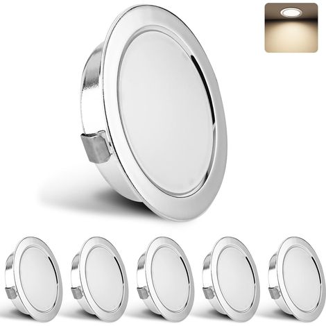 Spot LED Encastrable 230V 3W 4000K IP44 Spotsplafond 55-58mm 6PCS Chrome (1/5)