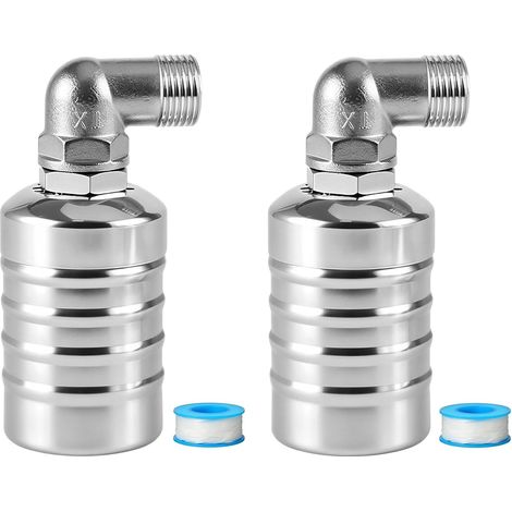 2 Pièces Vanne à Flotteur Automatique 1/2 Pouce,Robinet Flotteur en Acier Inoxydable 304 Contrôle Automatique du Niveau d’Eau,Vanne Flotteur pour Réservoir,Piscine,Cuve,Abreuvoir,Système d’Irrigation (1/5)