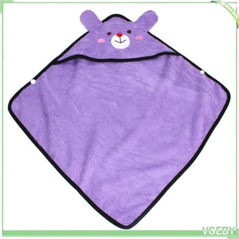 Peignoir pour animaux - FAFEICY - M - Microfibre - Très absorbant - Bouton-pression (Violet) (1/5)
