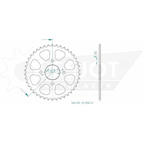 Couronne Acier - 520 - 42 Dents - Made in Germany (1/2)