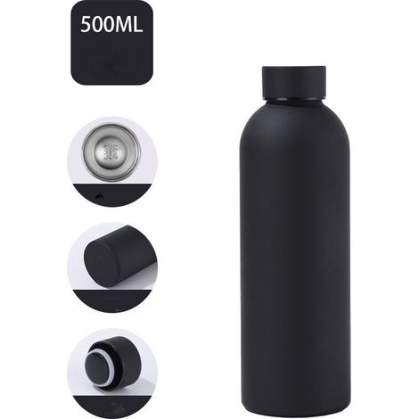 Borraccia da 500 ml in acciaio inox con finitura opaca, ampia apertura facile da aprire, impugnatura ergonomica per un'adeguata idratazione a scuola, ecc. (1/5)